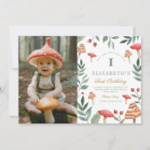 Foto Wald Pilz Erster Geburtstag Einladung (Vorderseite)