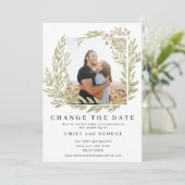 Foto "Waldgrün" ändert die Datumskarte Save The Date (Stehend Vorderseite)