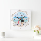 Foto-Wall-Uhr mit benutzerdefiniertem Text Quadratische Wanduhr (Zuhause)