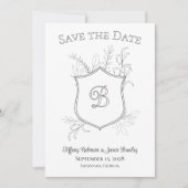 Foto Wappen Monogram Classic Schwarz/Weiß Save The Date (Vorderseite)