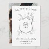 Foto Wappen Monogram Classic Schwarz/Weiß Save The Date (Vorne/Hinten)