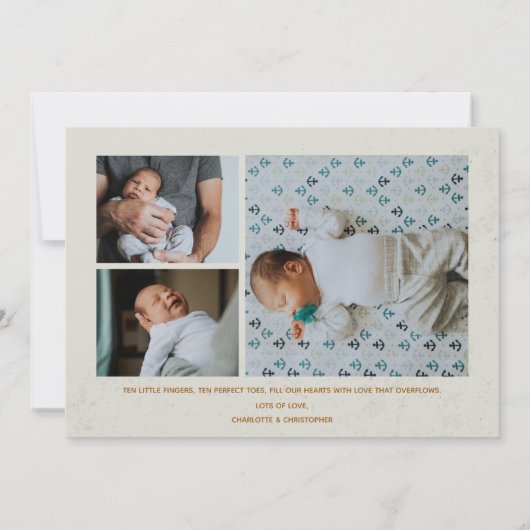 Foto Wasserfarbe Botanische Collage 4 Fotos Geburt Ankündigung (Rückseite)