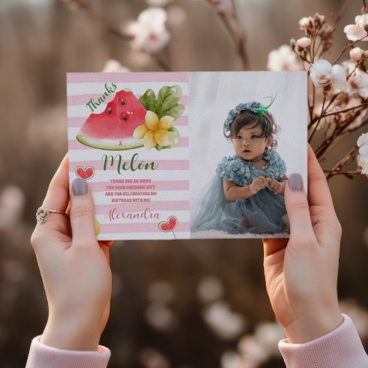Foto Wasserfarbe Eins in einem Melone Erstgeburt Dankeskarte