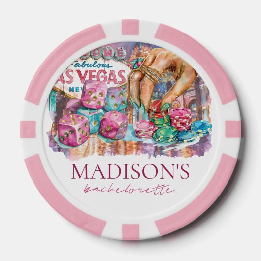 Foto Wasserfarbe Las Vegas Bachelorette Pokerchips (Vorderseite)
