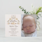 Foto Wasserfarbe Rustikale Blumentaufe Einladung (Stehend Vorderseite)