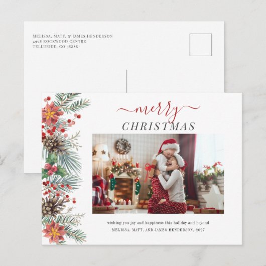 Foto Wasserfarbe Rustikale Frohe Weihnachten (Vorne/Hinten)