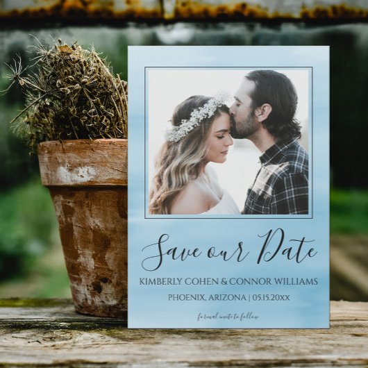 Foto Wasserfarbe Save the Date | Blau