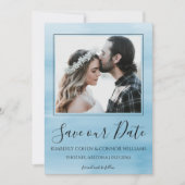 Foto Wasserfarbe Save the Date | Blau (Vorderseite)