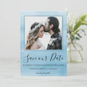 Foto Wasserfarbe Save the Date | Blau (Stehend Vorderseite)