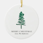 Foto Wasserfarbene Pine Tree Moderne Weihnachten Keramik Ornament (Vorne)