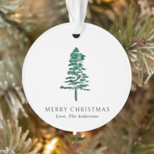 Foto Wasserfarbene Pine Tree Moderne Weihnachten Ornament