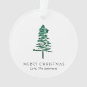 Foto Wasserfarbene Pine Tree Moderne Weihnachten Ornament (Vorderseite)