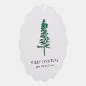 Foto Wasserfarbene Pine Tree Moderne Weihnachten Ornament Karte (Rechts)