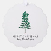 Foto Wasserfarbene Pine Tree Moderne Weihnachten Ornament Karte (Vorderseite)