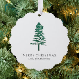 Foto Wasserfarbene Pine Tree Moderne Weihnachten Ornament Karte