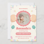 Foto Watercolor Baby Birthday Einladung (Vorderseite)