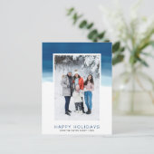Foto "Watercolor Blue Wave Happy Holiday" Postkarte (Stehend Vorderseite)
