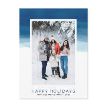 Foto "Watercolor Blue Wave Happy Holiday"