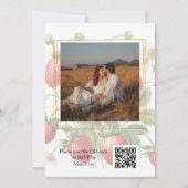 Foto Watercolor Erdbeeren QR Code Hochzeit Einladung (Rückseite)
