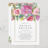 Foto Watercolor Floral Bridal Brunch Einladung (Vorne/Hinten)
