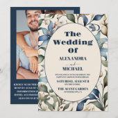 Foto Watercolor Floral William Morris Wedding Einladung (Vorne/Hinten)