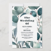 Foto Watercolor Greenery Eucalyptus Wedding Einladung (Vorderseite)