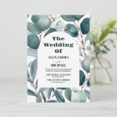 Foto Watercolor Greenery Eucalyptus Wedding Einladung (Stehend Vorderseite)