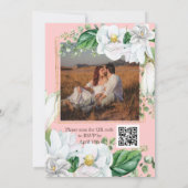 Foto Watercolor Magnolia Blush QR Code Hochzeit Einladung (Rückseite)