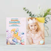 Foto Watercolor Mermaid Birthday Party Einladung (Stehend Vorderseite)
