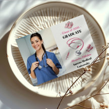 Foto Watercolor Pink Nursing School Graduate