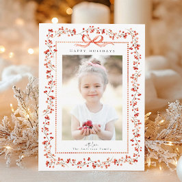 Foto Watercolor Red Berry Frame Weihnachten