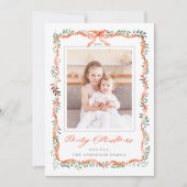 Foto Watercolor Red Ribbon Bow Frame Weihnachten (Vorderseite)