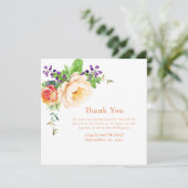 Foto Watercolor Rose Hochzeit Danke Karte (Stehend Vorderseite)