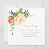 Foto Watercolor Rose Hochzeit Danke Karte (Vorderseite)