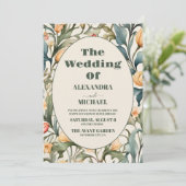 Foto Watercolor Tulips William Morris Wedding Einladung (Stehend Vorderseite)