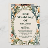 Foto Watercolor Tulips William Morris Wedding Einladung (Vorne/Hinten)