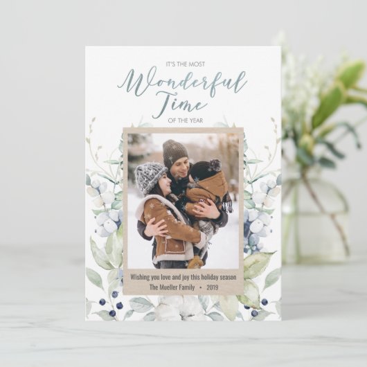 Foto Watercolor Weihnachten Weihnachtskarte (Stehend Vorderseite)