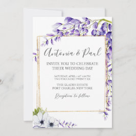 Foto Watercolor Wisteria Blooms QR Code Hochzeit Einladung