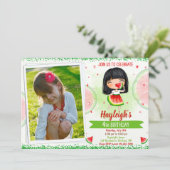 Foto Watermelon Einladung zum Geburtstag Eins in M (Stehend Vorderseite)