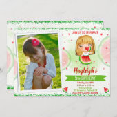 Foto Watermelon Einladung zum Geburtstag Girl. (Vorne/Hinten)