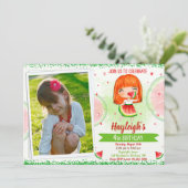 Foto Watermelon Einladung zum Geburtstag Sommermon (Stehend Vorderseite)