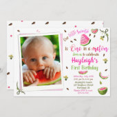 Foto Watermelon Geburtstag Einladung 1. Geburtstag (Vorne/Hinten)