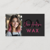 Foto Wax Esthetiker QR Code Hot Pink Black Visitenkarte (Vorderseite)