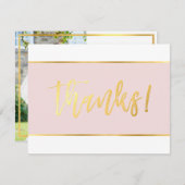 FOTO WEDD DANK IHNEN modernes, rosa Rosa Gold Dankeskarte (Vorne/Hinten)