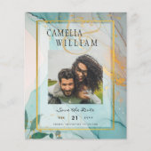 FOTO WEDD SPEICHERN DAS DATUM Aquamarine Gold Tint (Vorderseite)