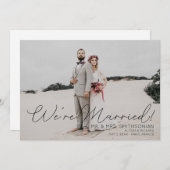 Foto Wedding Announcement Black Typografy Einladung (Vorne/Hinten)