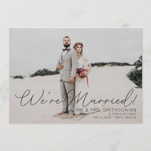 Foto Wedding Announcement Black Typografy Einladung