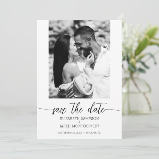 Foto Wedding Black Save The Date (Stehend Vorderseite)