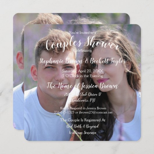 Foto Wedding Couples Brautparty Einladung (Vorne/Hinten)