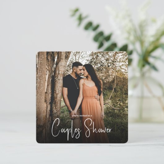 Foto Wedding Couples Brautparty Einladung (Stehend Vorderseite)